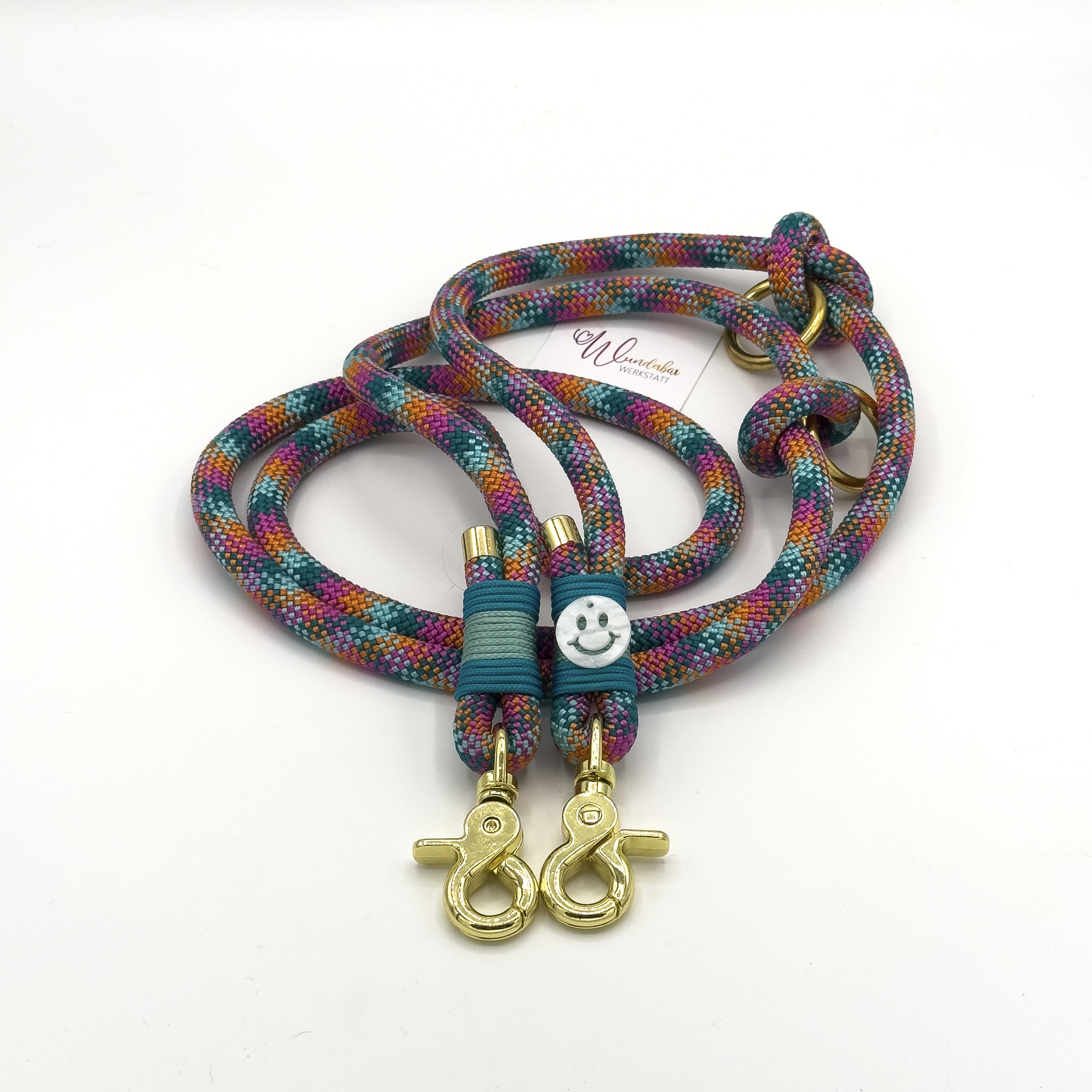 Hundeleine und Halsband 'Buntes Lächeln'