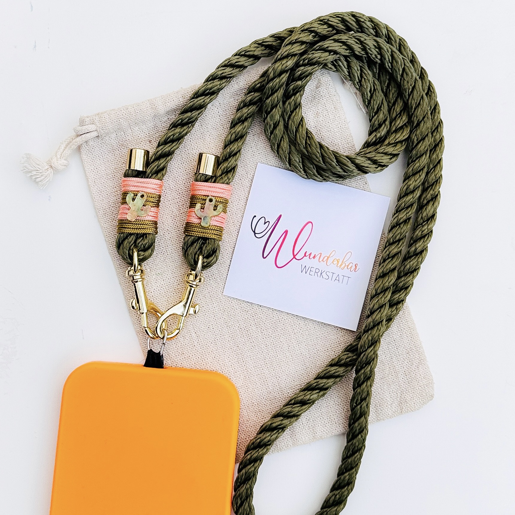 Handykette Kaktus olivgrün