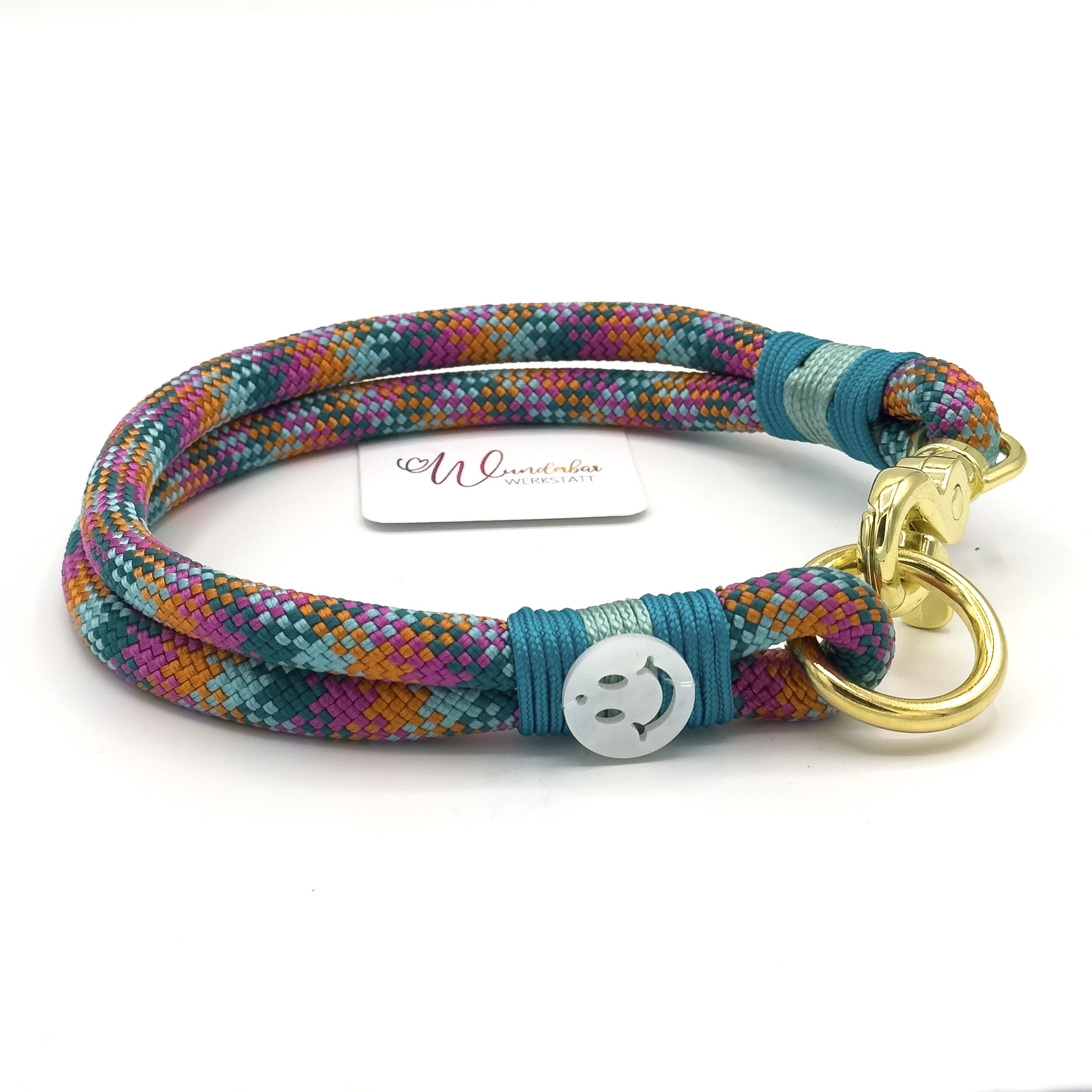 Hundeleine und Halsband 'Buntes Lächeln'
